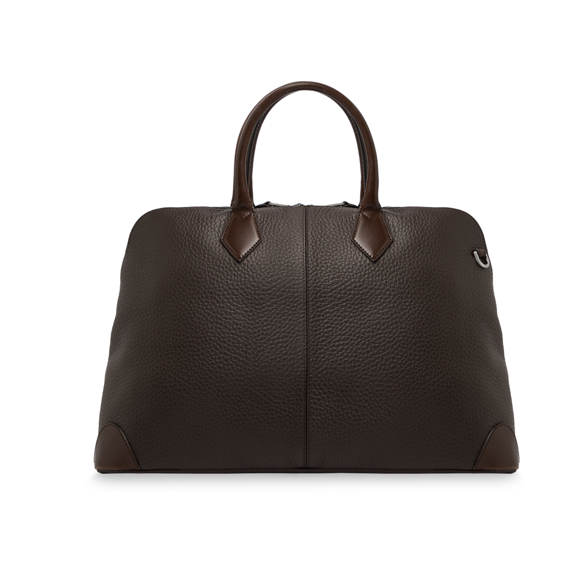 Grained Leather Travel Bag with Strap MOCHA/WHITE RUTHENIUM | The