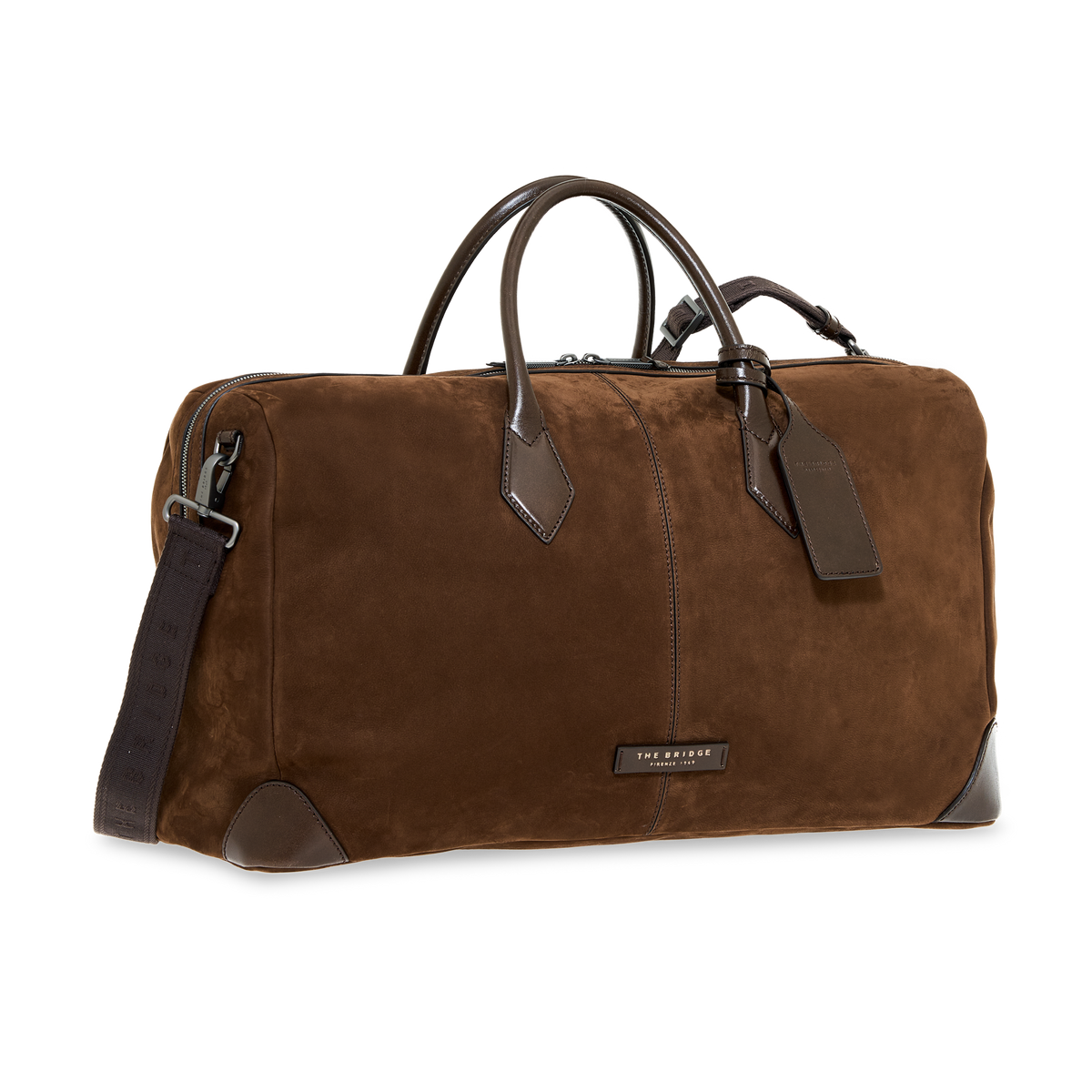 Nubuck Leather Travel Bag MOKA/ DARK RUTHENIUM | The Bridge