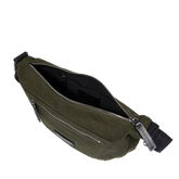 Leather and fabric men's belt bag with front zip | The Bridge