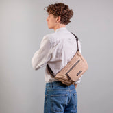 Men’s leather and fabric belt bag with front zip | The Bridge