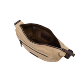 Men’s leather and fabric belt bag with front zip | The Bridge