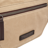 Men’s leather and fabric belt bag with front zip | The Bridge