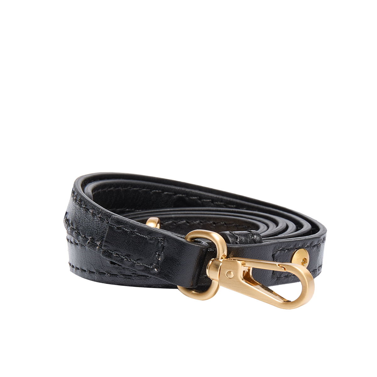 Adjustable leather shoulder strap BLACK/GOLD | The Bridge
