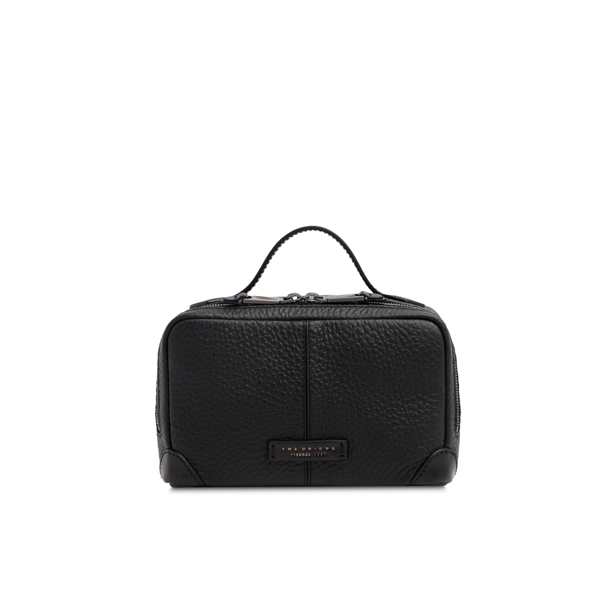 Grained Leather Toiletry Bag BLACK/PALLADIUM/RUTENIUM | The Bridge