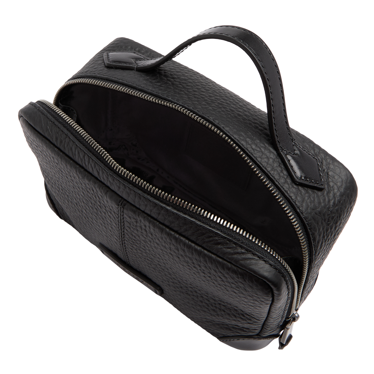 Grained Leather Toiletry Bag BLACK/PALLADIUM/RUTENIUM | The Bridge