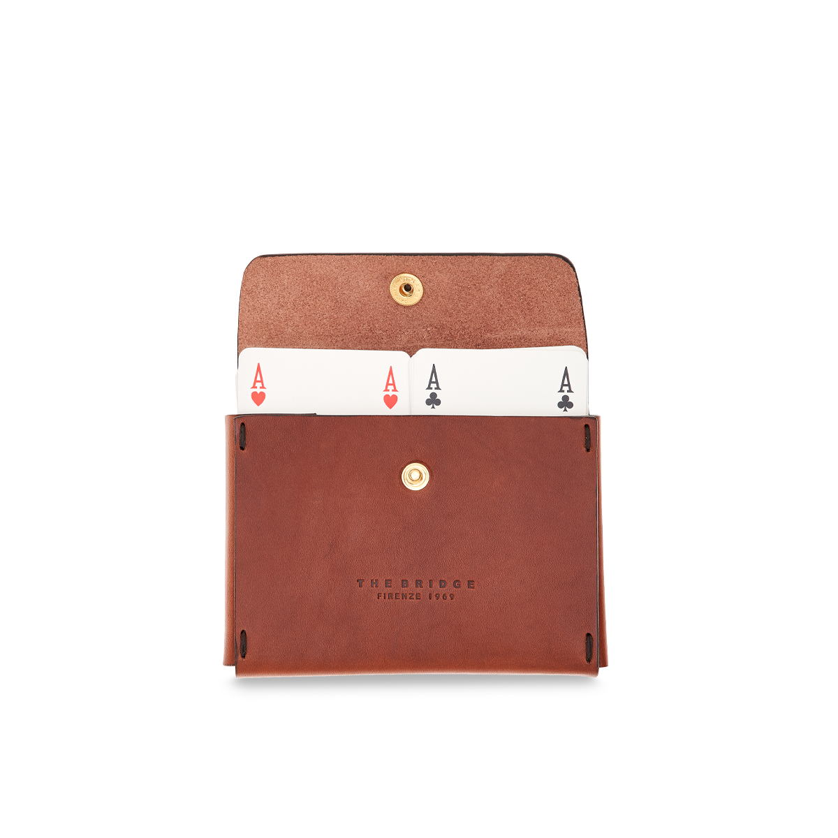 Leather playing card holder - double HERITAGE/GOLD | The Bridge