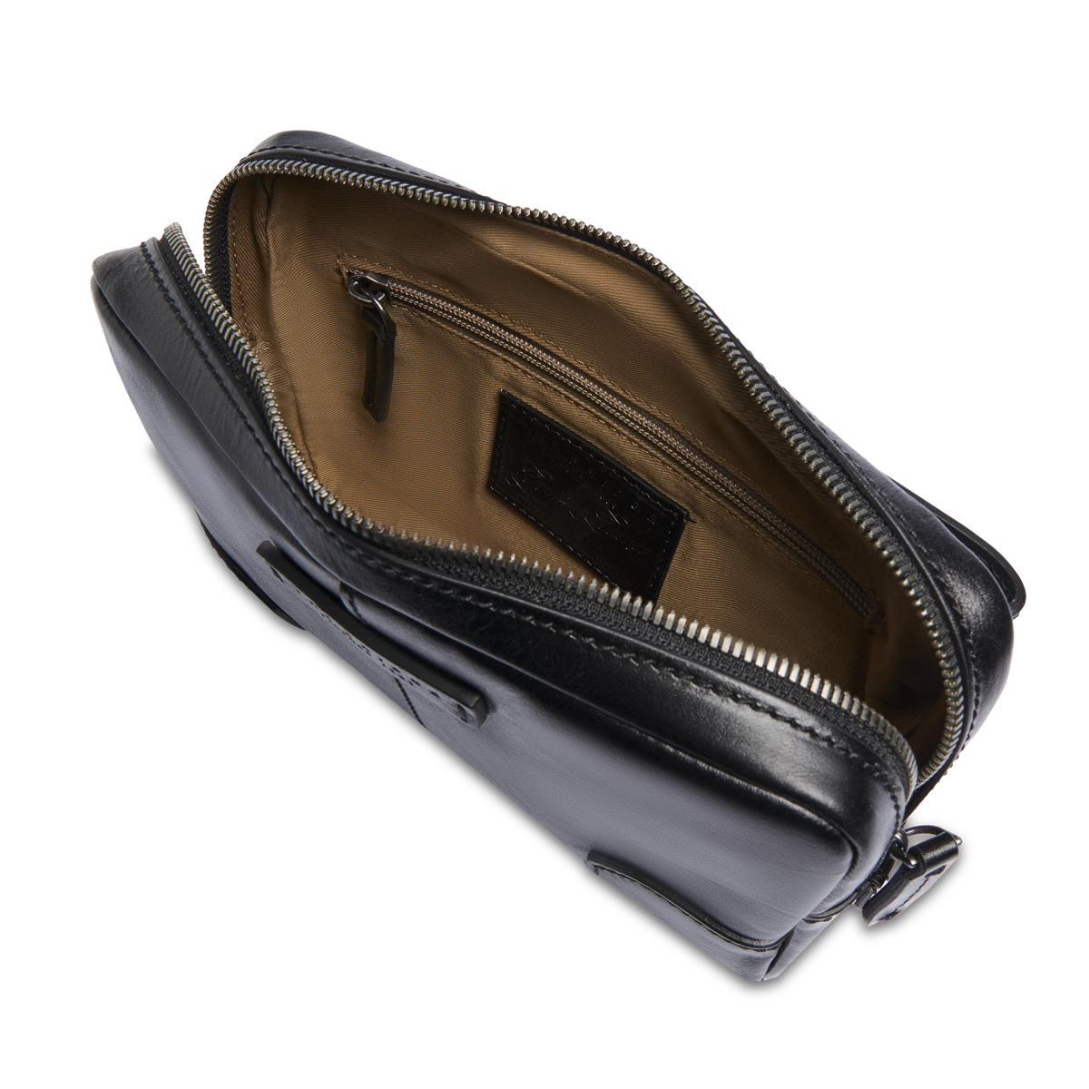 Men's leather pouch with zip BLACK/RUTHENIUM | The Bridge