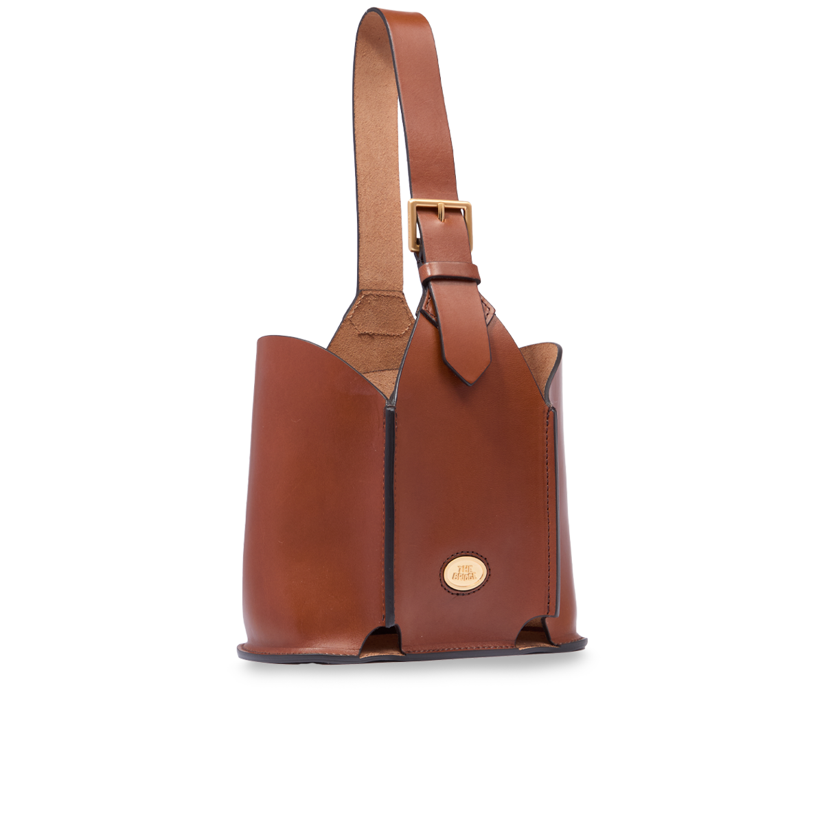 Leather bottle holder BROWN/GOLD | The Bridge
