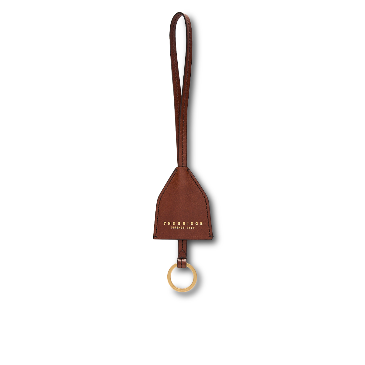 Leather keyring BROWN/GOLD | The Bridge