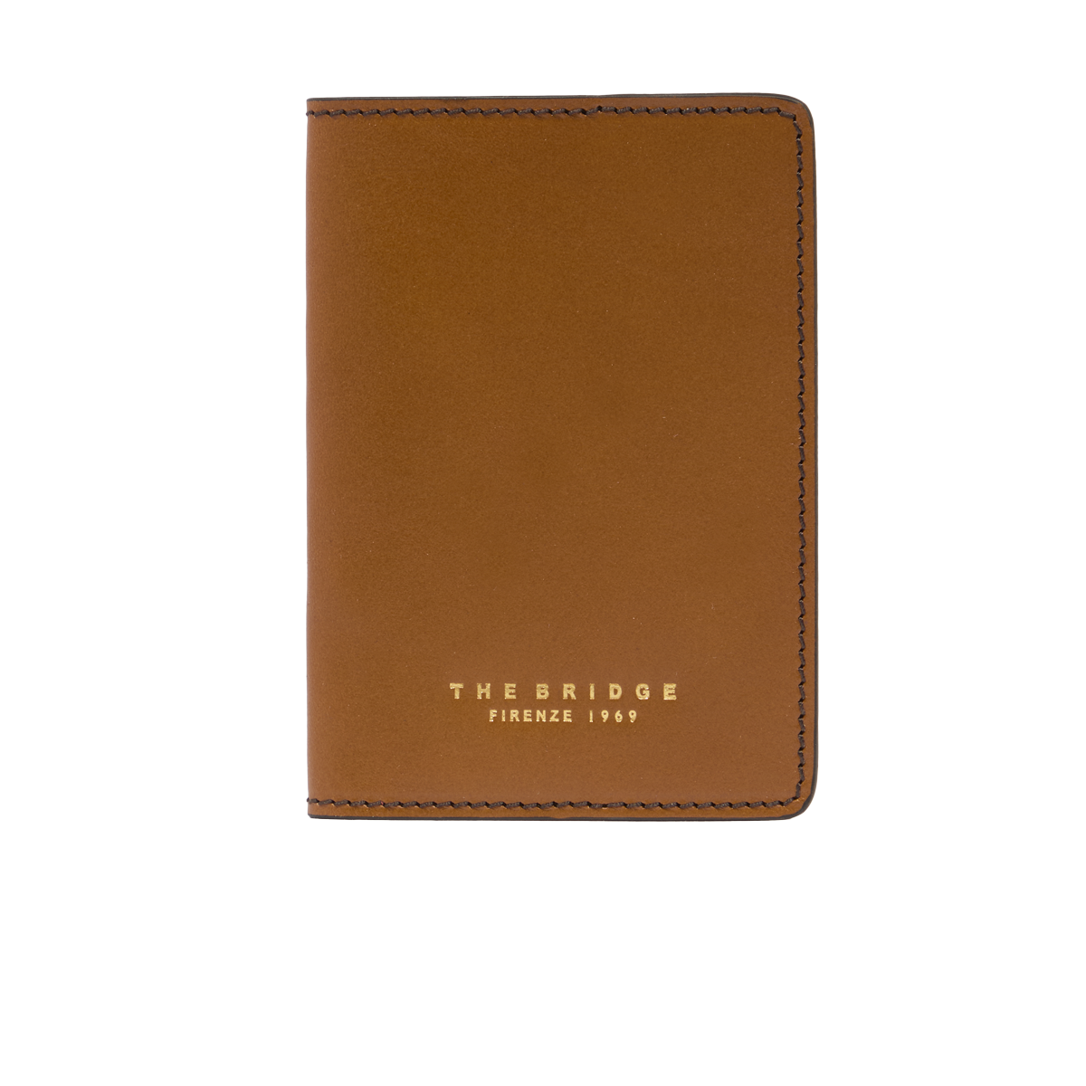 Leather passport holder BROWN/GOLD | The Bridge