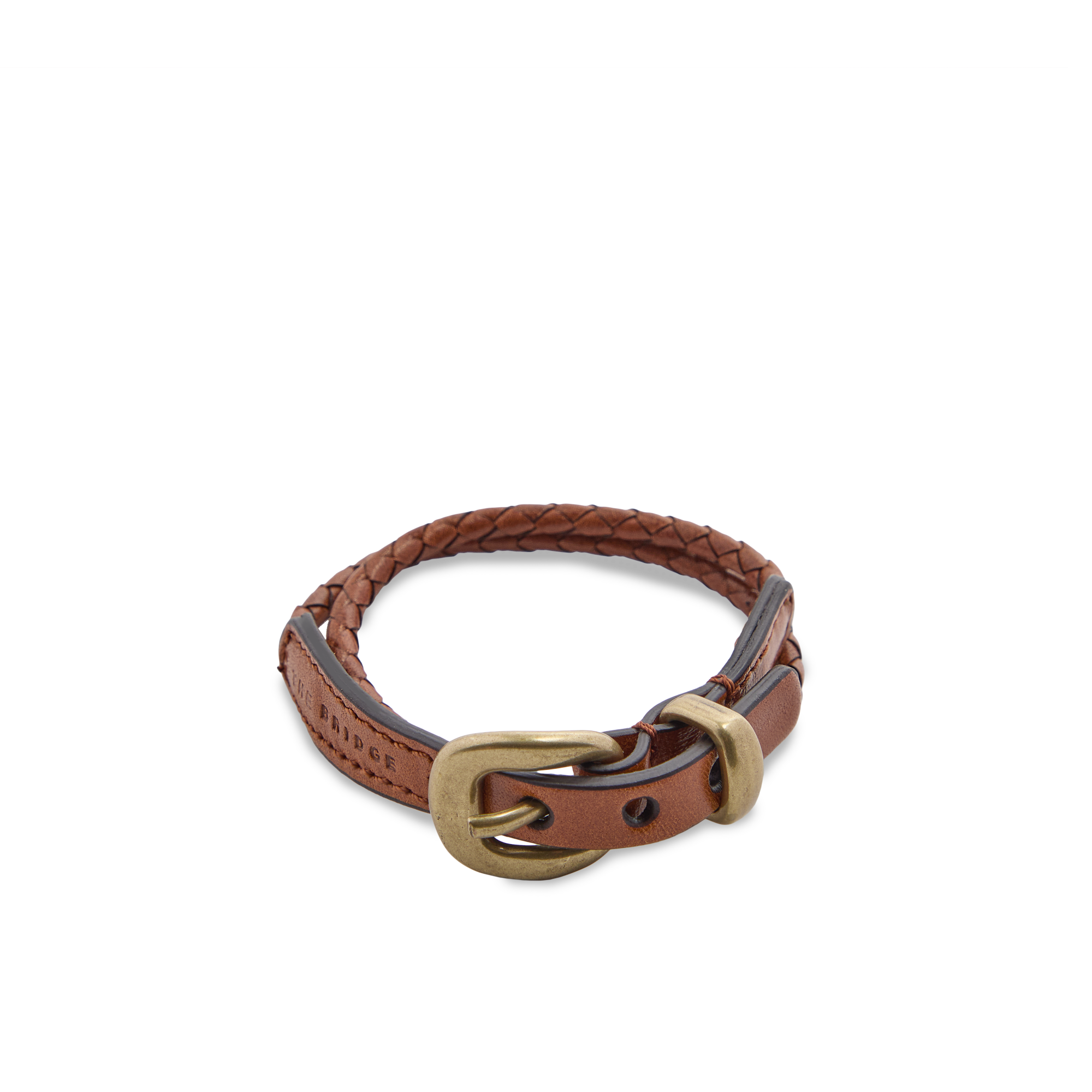 Leather bracelet COGNAC/GOLD | The Bridge