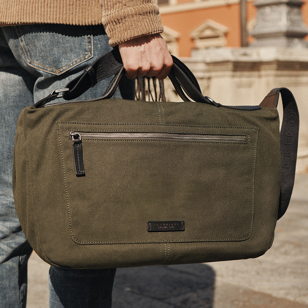 The Bridge 本革ビジネスバッグ Men's leather laptop backpack one zip BROWN/GOLD | The Bridge